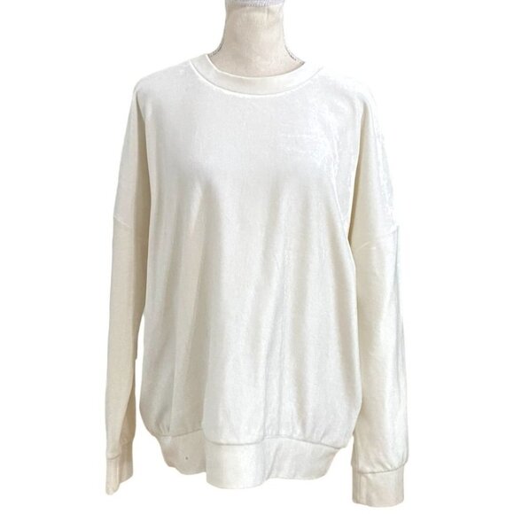 & OTHER STORIES IVORY WHITE VELVET VELOUR PULLOVER SWEATER - 8 - Picture 1 of 9